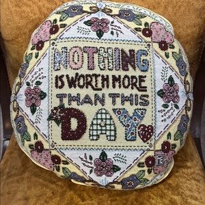 Floral Embroidered Cross Stitch Decorative Pillow Cottage Grandmacore